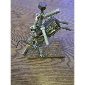 Handmade Scrap Metal Bull Rider Sculpture Welded Bolt Art Rodeo Figurine Decor